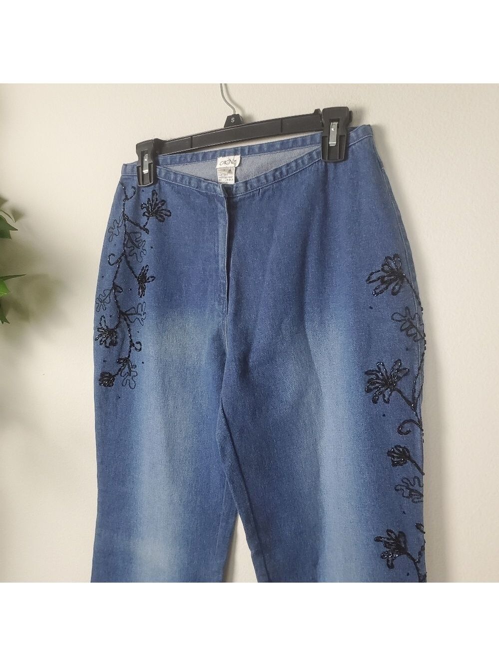 Cache Embroidered Flare Jeans Lace Detail Women Size 6 - Picture 2 of 16